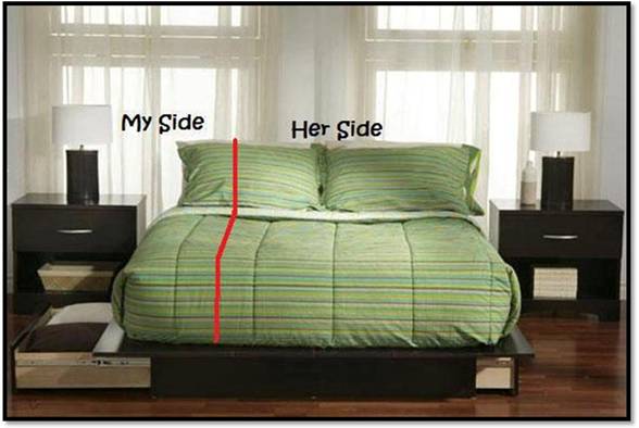 Her side his side bed
