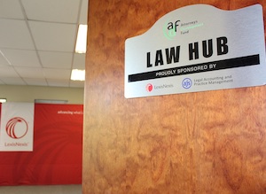 Law_Hub_signage.jpg Law Hub technology sponsored by LexisNexis and AJS