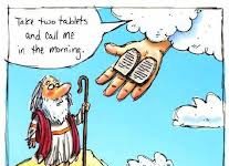 Moses and the Ten Commandments Moses chuckles