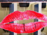 Solving the lipstick kisses on the school bathroom mirrors Girls at school kissing bathroom mirror