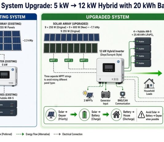 Planning Solar Inverter Upgrade from a 5KW – 12KW system with 20kWh battery 5Kw to 12Kw system solar upgrades
